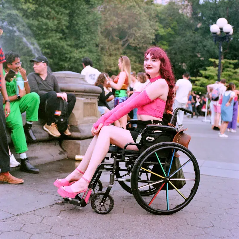 Person on wheelchair in Washington Square Park