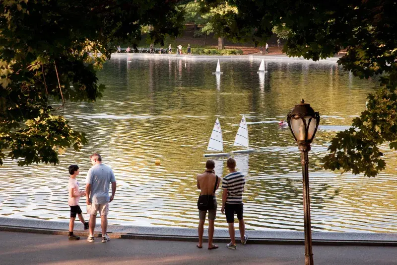 Race sailboats at Conservatory Water in Central Park, Manhattan 