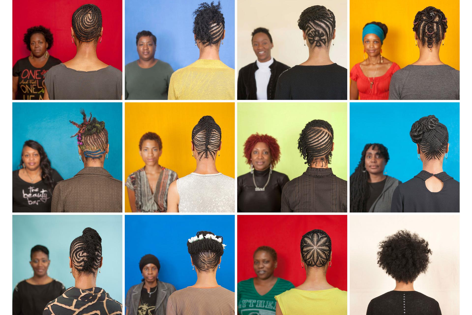 Eleven color photographs of people and their hairstyles 