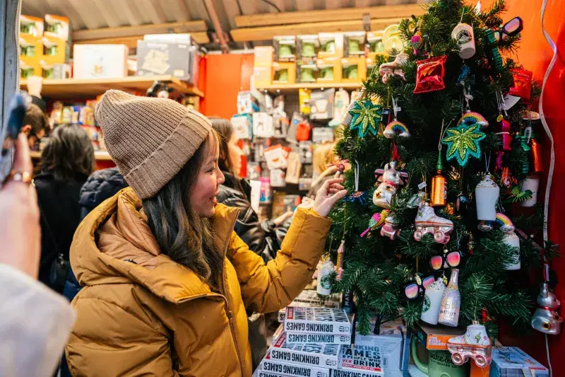 A person shops at the Union Square Holiday Market