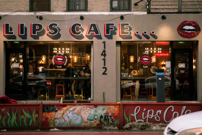 Exterior of Lips Cafe