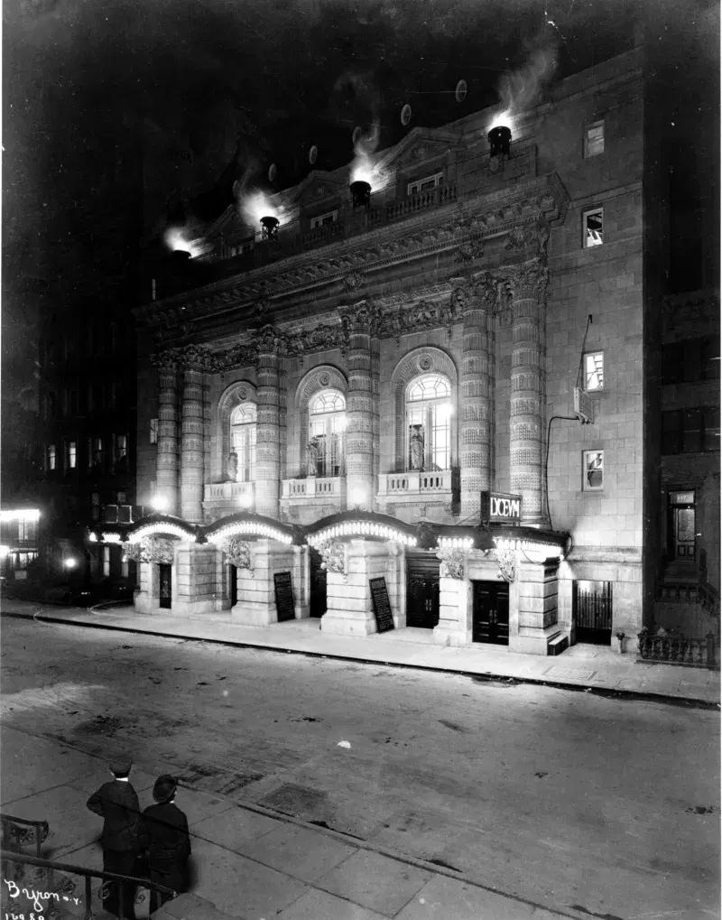 Archival image of Lyceum Theater exterior at night time 