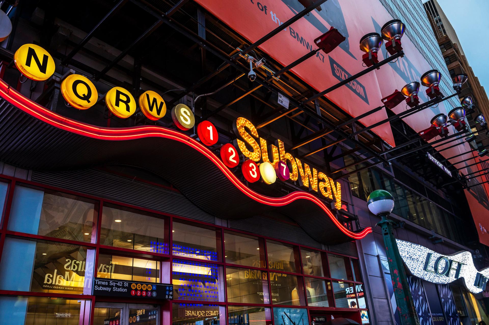 entrance to Times Square Subway, Midtown, Manhattan