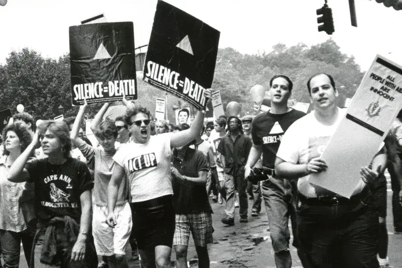 Eugene Gordon, ACT UP activists at Pride March, 1988. Courtesy, New-York Historical Society Library