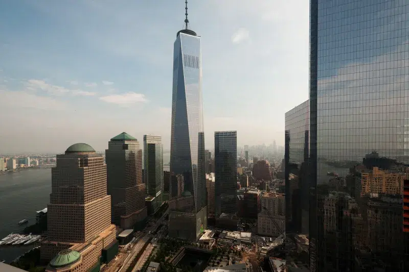 View of the One World Trade Center in Lower Manhattan 