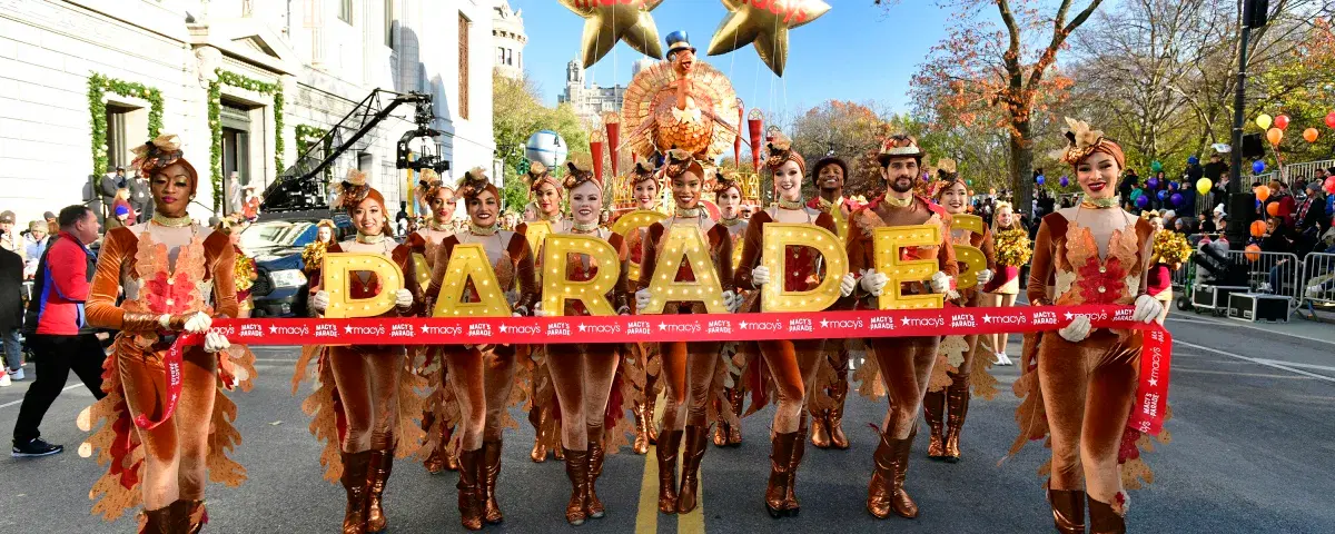 Performers wait for the parade to start during 96th Macy's Thanksgiving Day Parade on November 24, 2022 in New York City