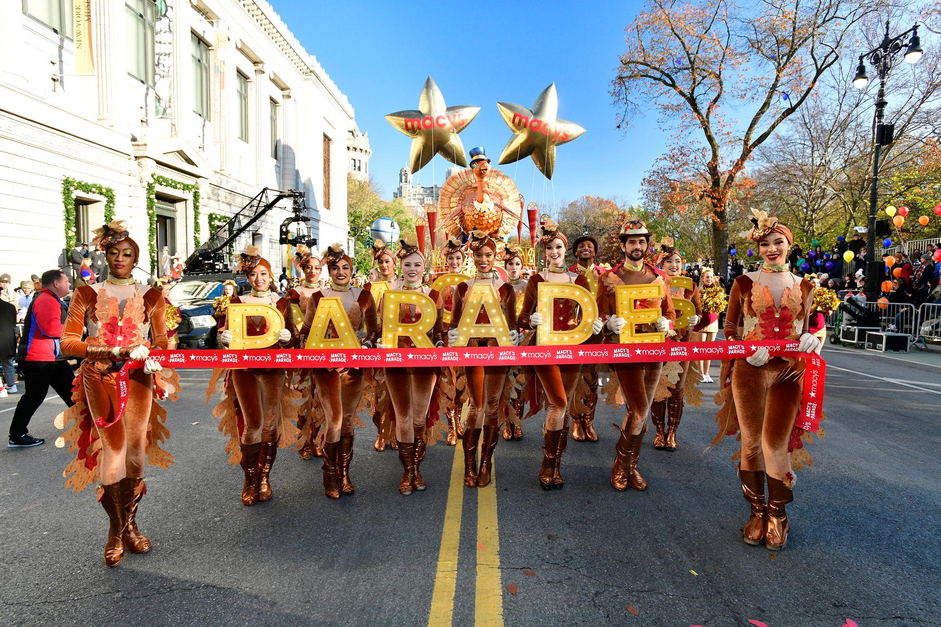 Performers wait for the parade to start during 96th Macy's Thanksgiving Day Parade on November 24, 2022 in New York City