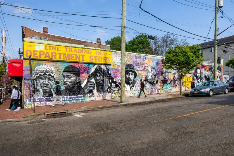 Wu Tang Clan Mural on side of the street