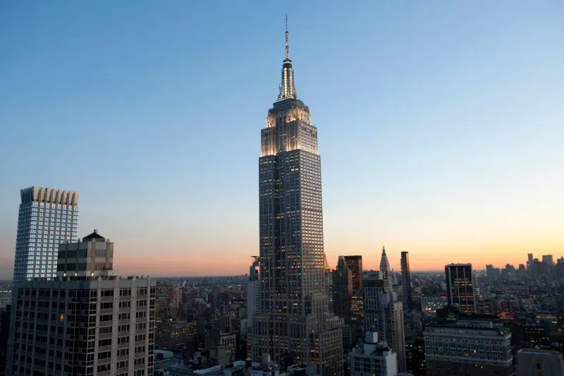 Empire State Building at dusk.