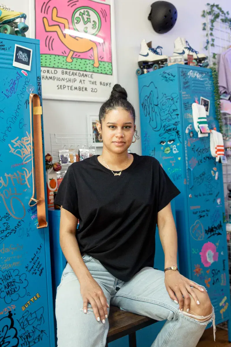 Portrait of Amy Collado, inside the Butter Roll shop, in Ridgewood, Queens