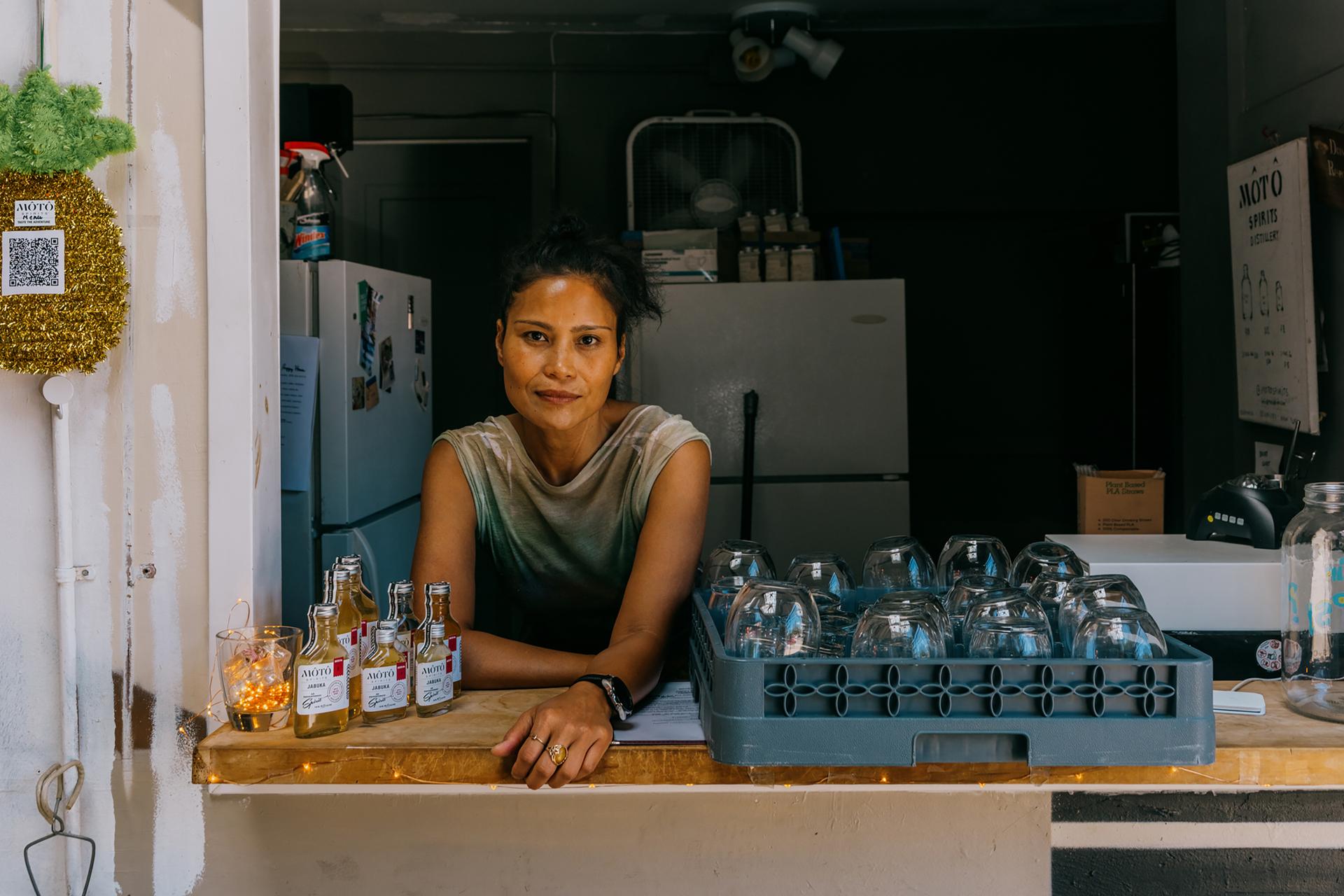 Portrait of Marie Estrada of Moto Spirits, in Brooklyn