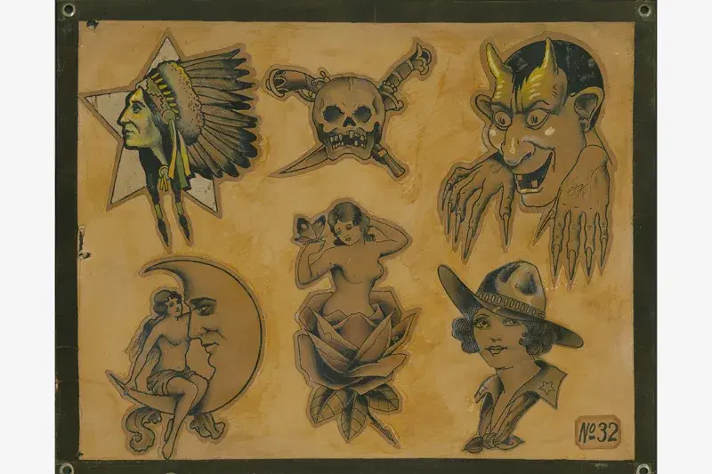"Flash Sheet # 36" (ca. 1930), by Bob Wicks. Courtesy, Collection of Ohio Tattoo Museum