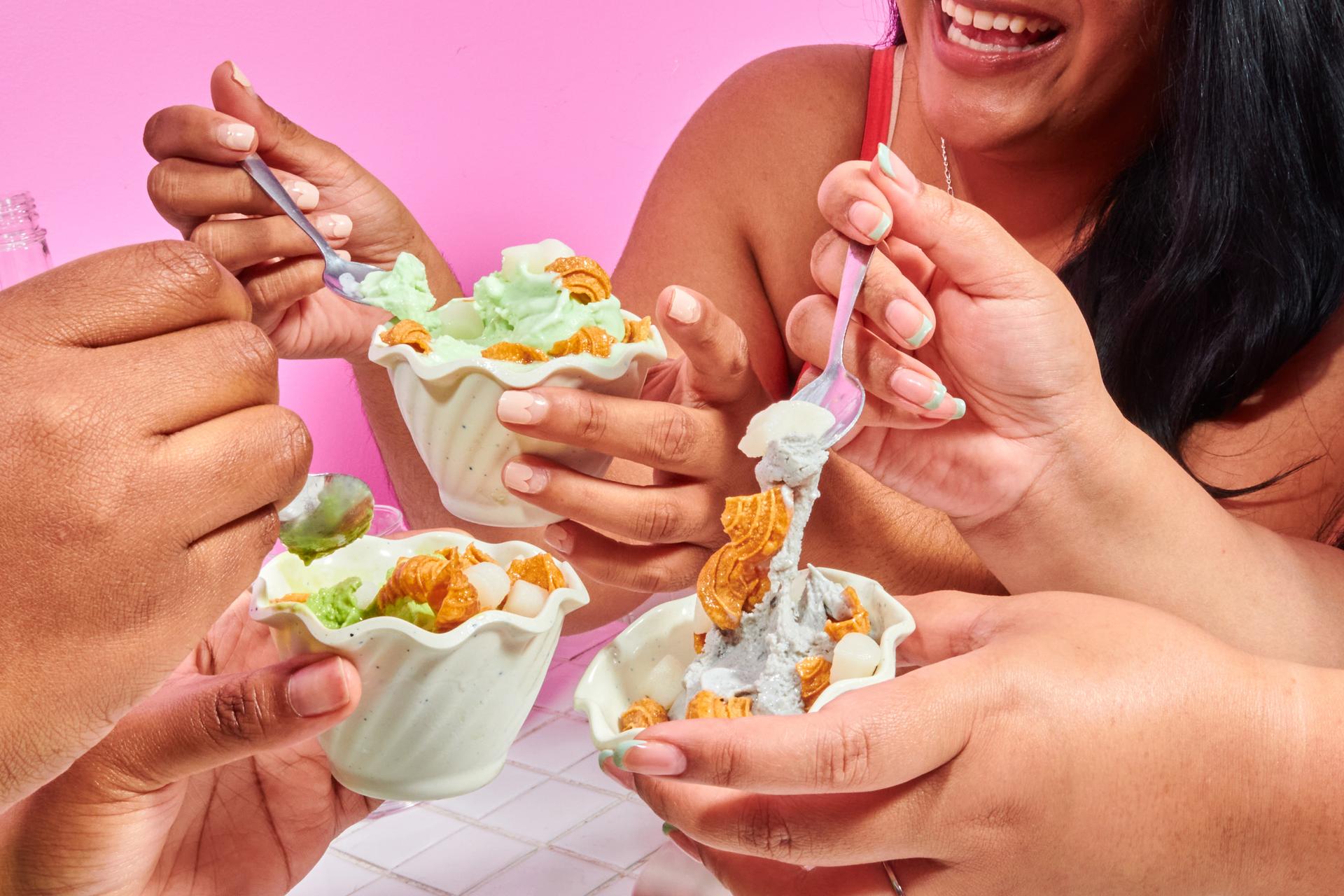 People eating ice cream