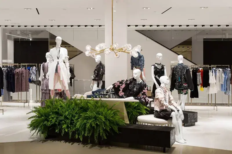 Mannequins at Saks Fifth Avenue, department store chain, interior image