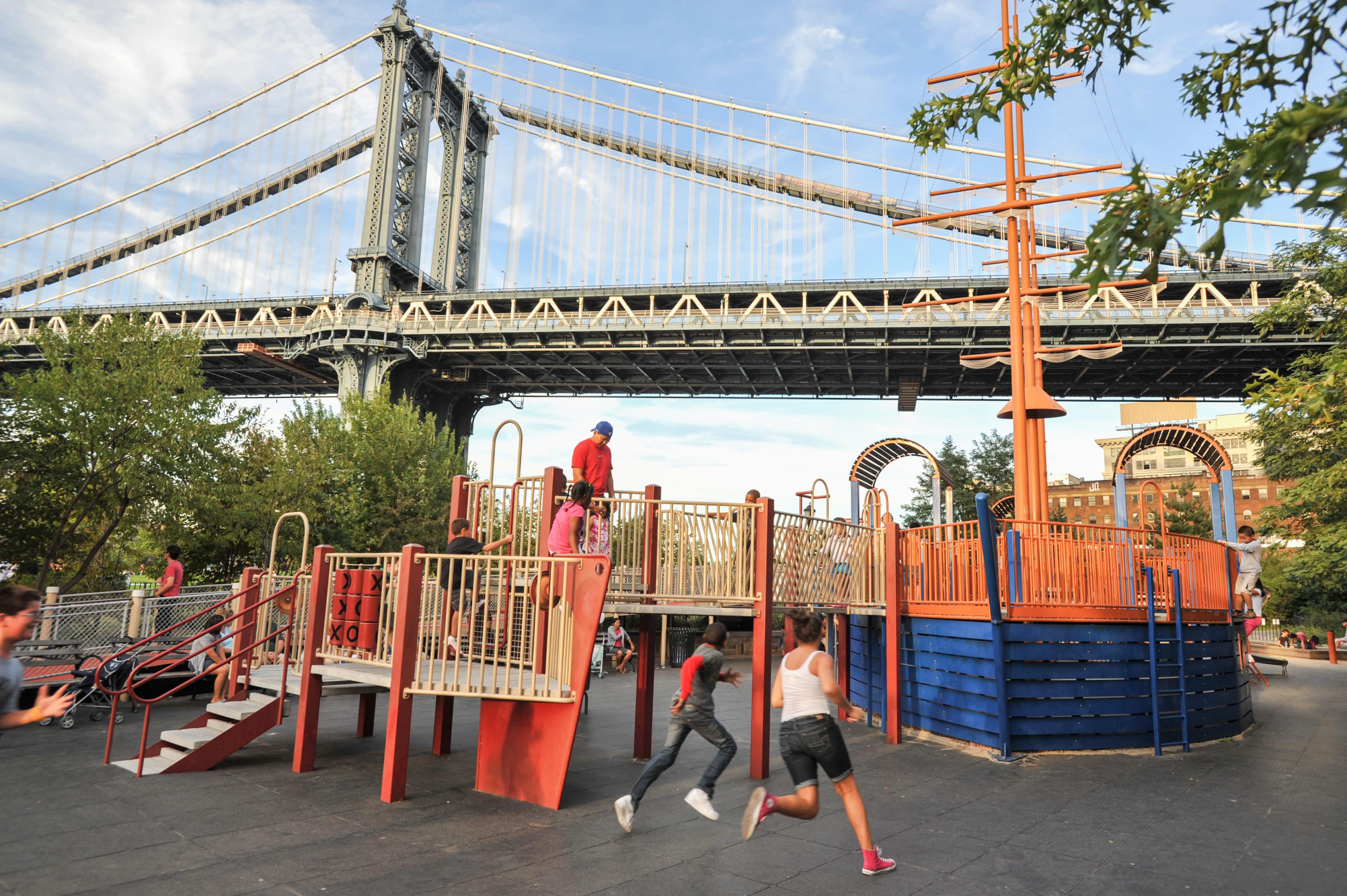 Kids playing at Brooklyn Bridge Park