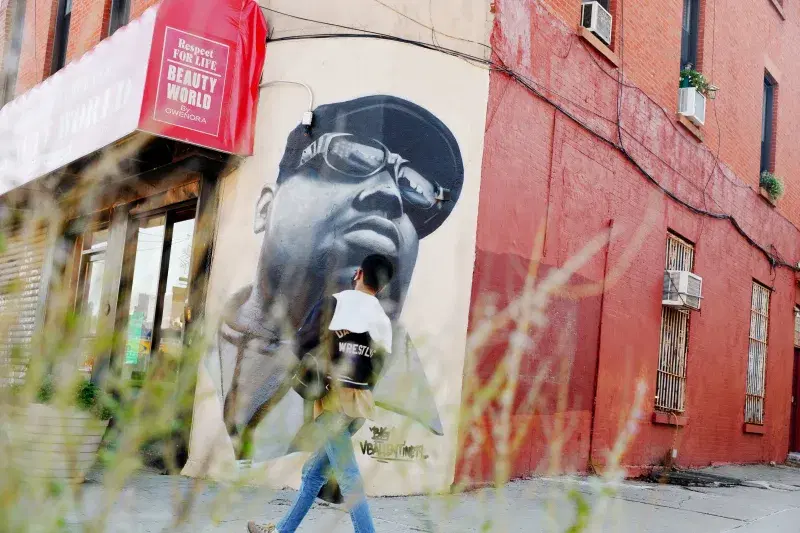 The Notorious B.I.G. mural by Vincent Ballentine in Bedford-Stuyvesant