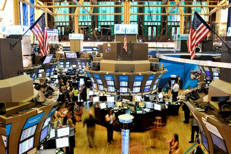 Interior of the New York Stock Exchange, in the Financial District of Lower Manhattan 