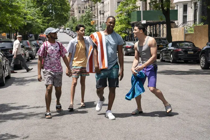 (From left) Noah Catala, Gregory Diaz IV, Corey Hawkins and Anthony Ramos in Warner Bros. Pictures’ “In The Heights.”
Photo: Macall Polay