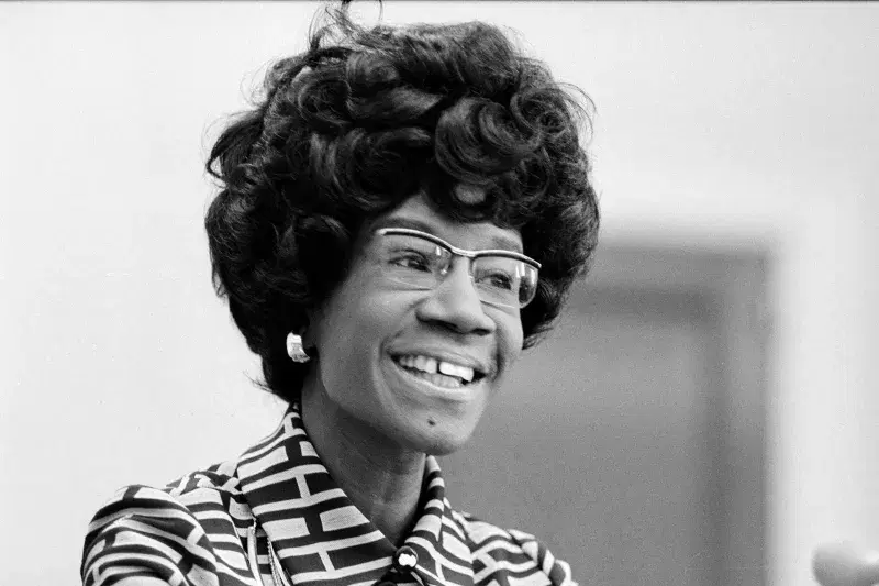 Congresswoman Shirley Chisholm announcing her candidacy for 1972 presidential nomination. Courtesy, Library of Congress