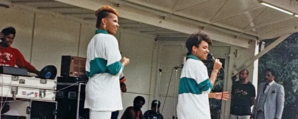 Salt-N-Pepa performing at a NYC park in Ozone Park, Queens.
