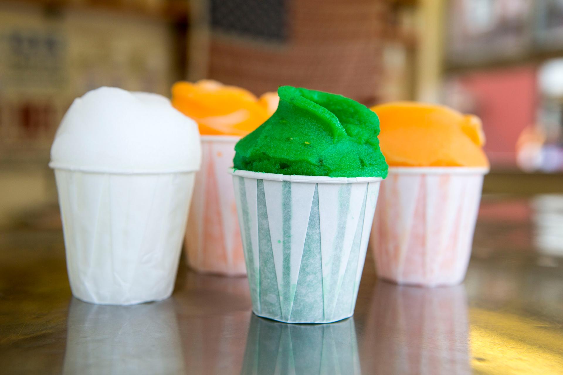 assortment of ices from Lemon Ice King in Corona Queens