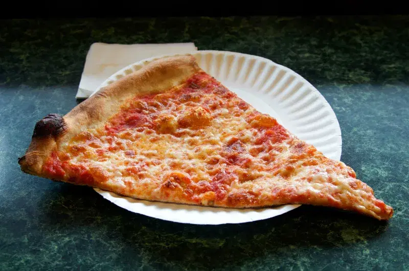 Plain slice from Famous Joe's Pizza. Photo: Adam Kuban