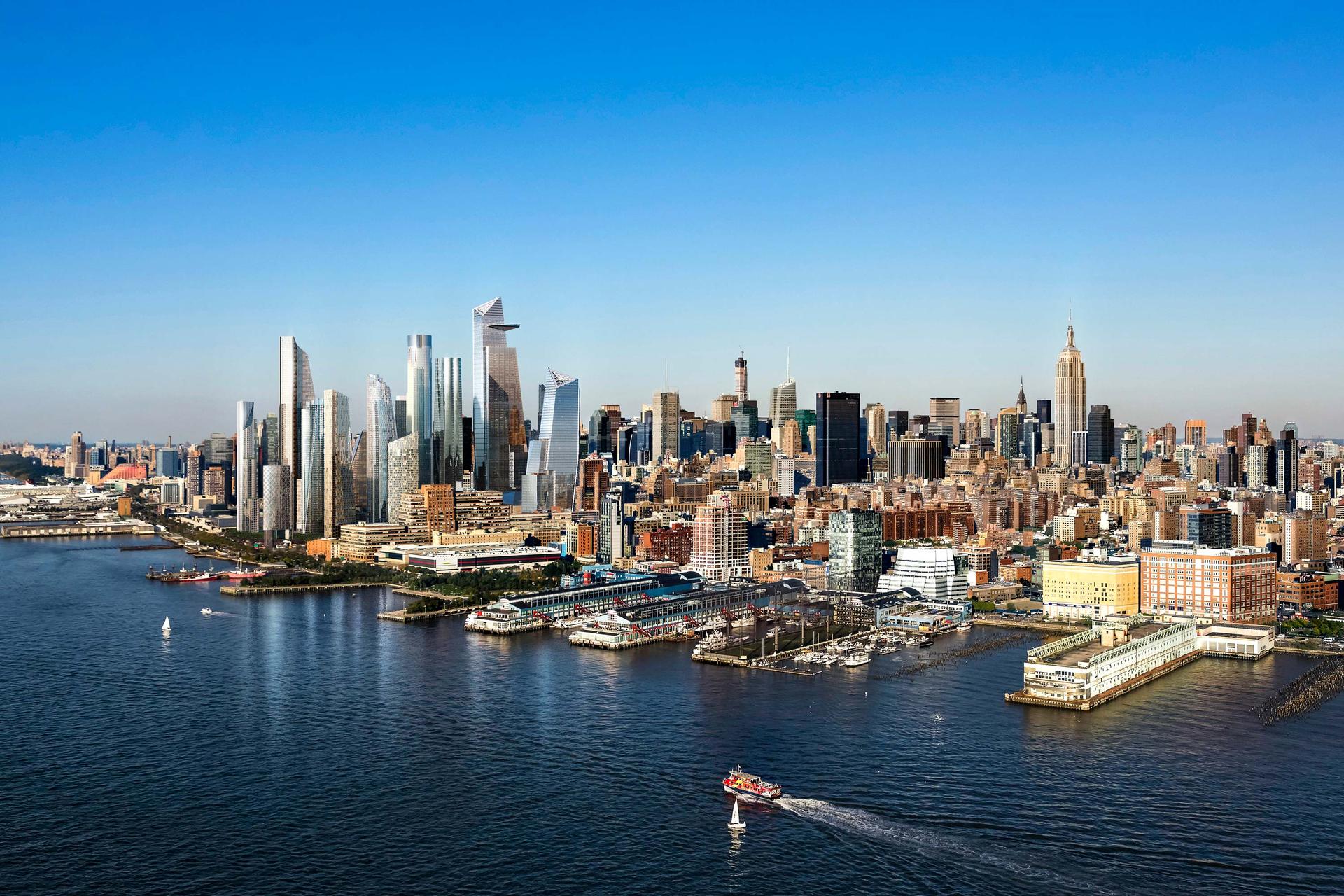 Aerial Skyline view of Hudson Yards in Manhattan, NYC