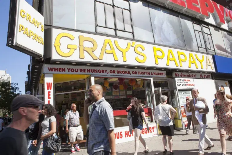 Exterior of Gray’s Papaya, Upper West Side, Manhattan