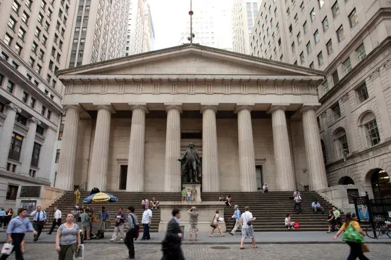  Federal Hall, a historic building at Wall Street in the Financial District of Manhattan