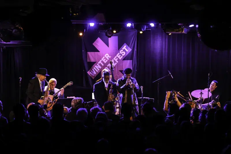 musicians playing on stage, Winter Jazz Festival, New York