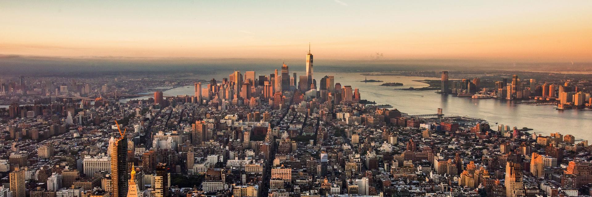 Skyline view of downtown Manhattan