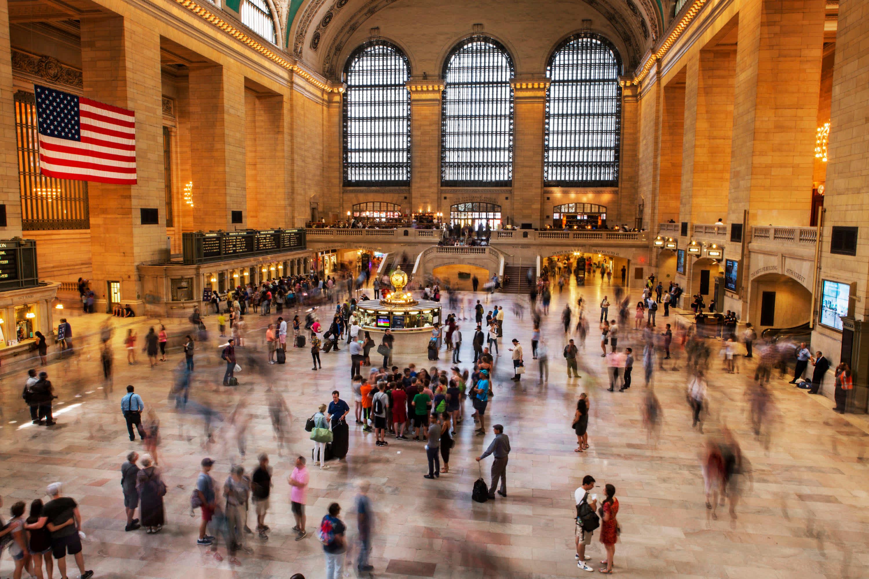 People commuting inside of Grand Central Terminal, in Midtown Manhattan