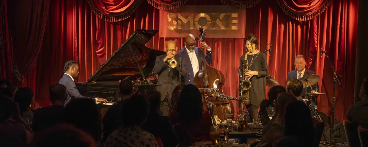 Musicians on stage at Smoke, the jazz club in Manhattan