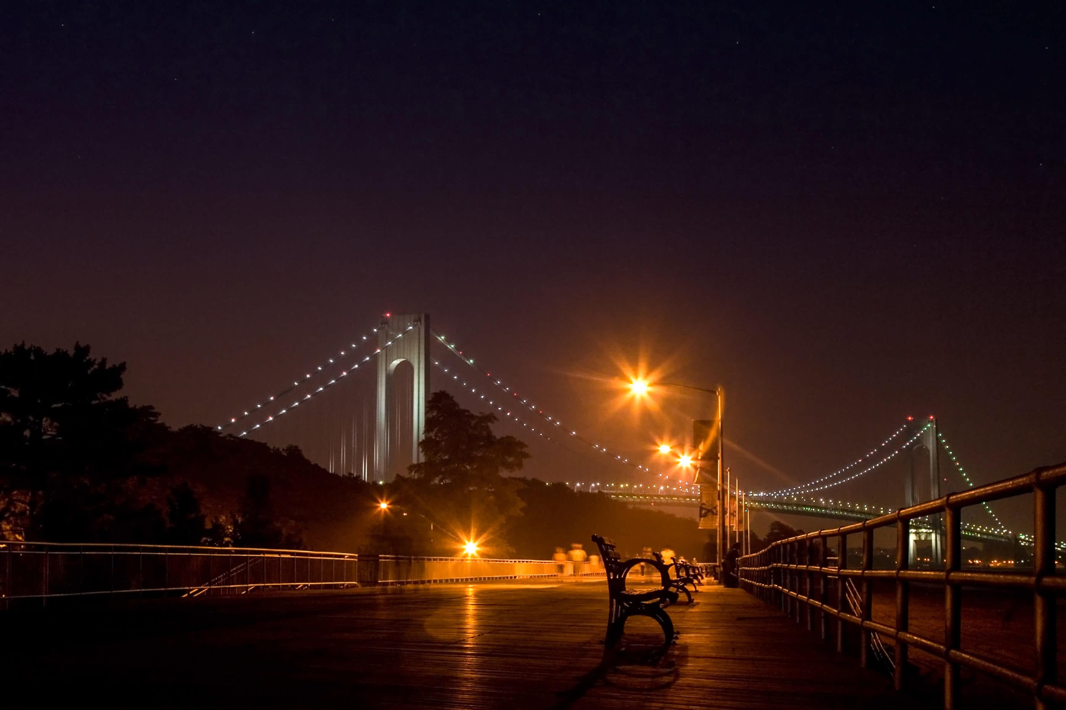 The Verrazano-Narrows Bridge at night