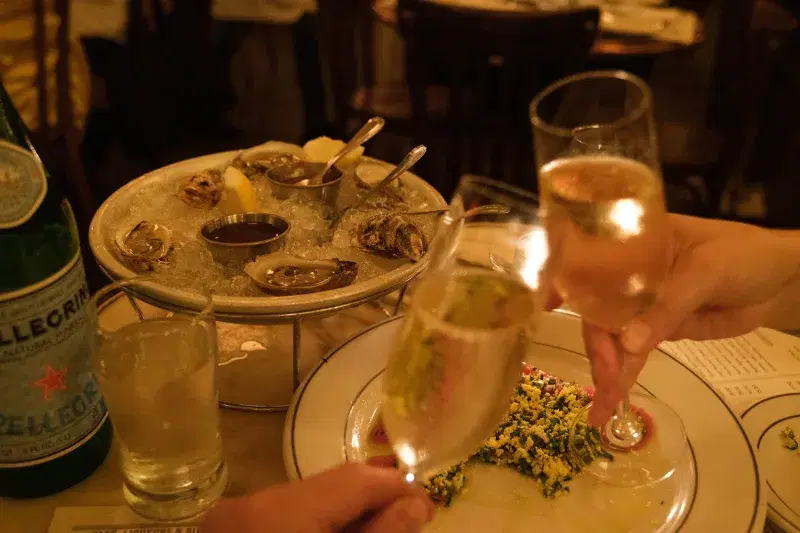 Oysters and champagne in Pastis restaurant in Meatpacking District