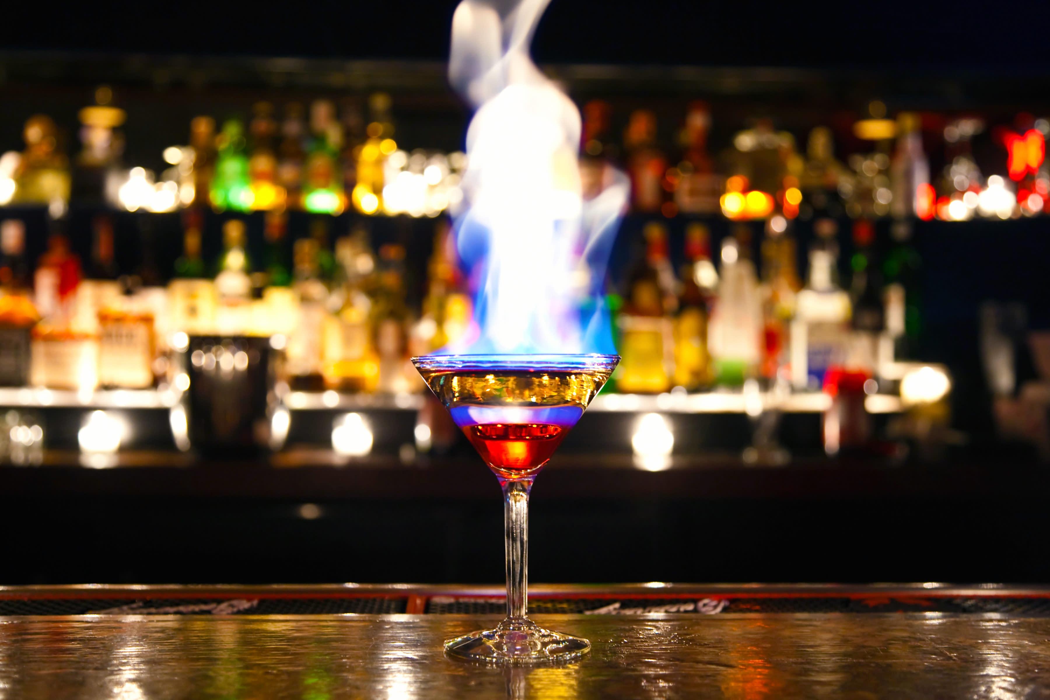 Union Square Lounge flaming cocktail