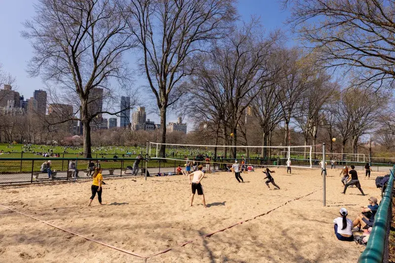 People play Volleyball at  Central Park in Manhattan