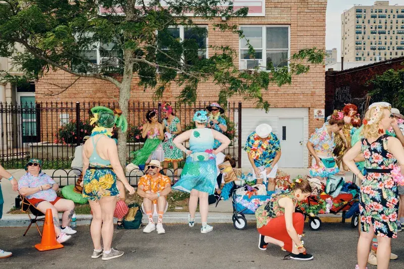  People enjoying the Mermaid Parade in Coney Island, Brooklyn