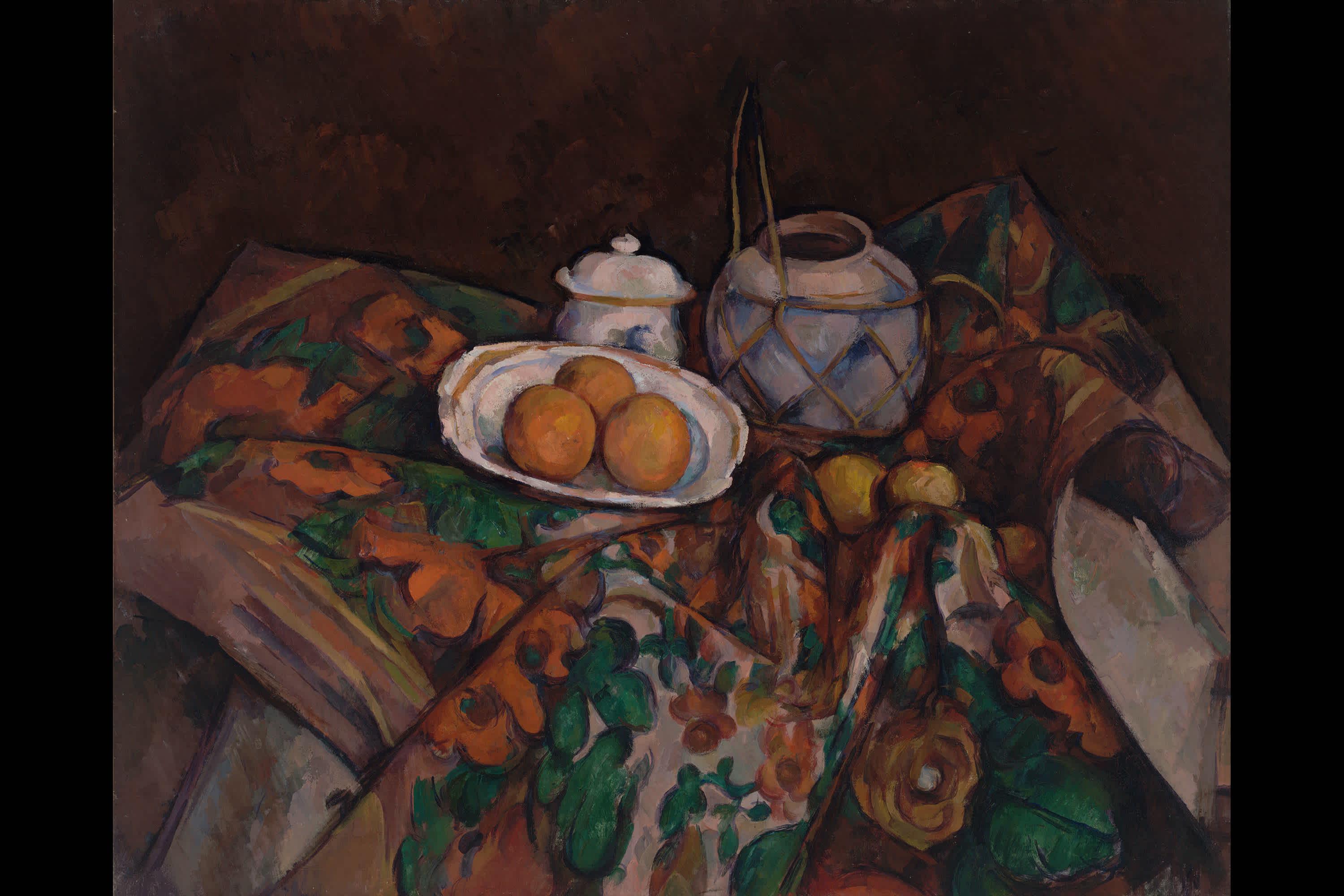 Paul Cezanne, Still Life with Ginger Jar, Sugar Bowl, and Oranges, Painting, Museum of Modern Art