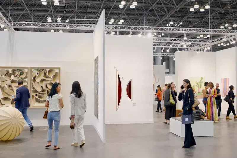 People looking at art, The Armory Show New York's Art Fair at Javits Center, 11th Avenue, Manhattan