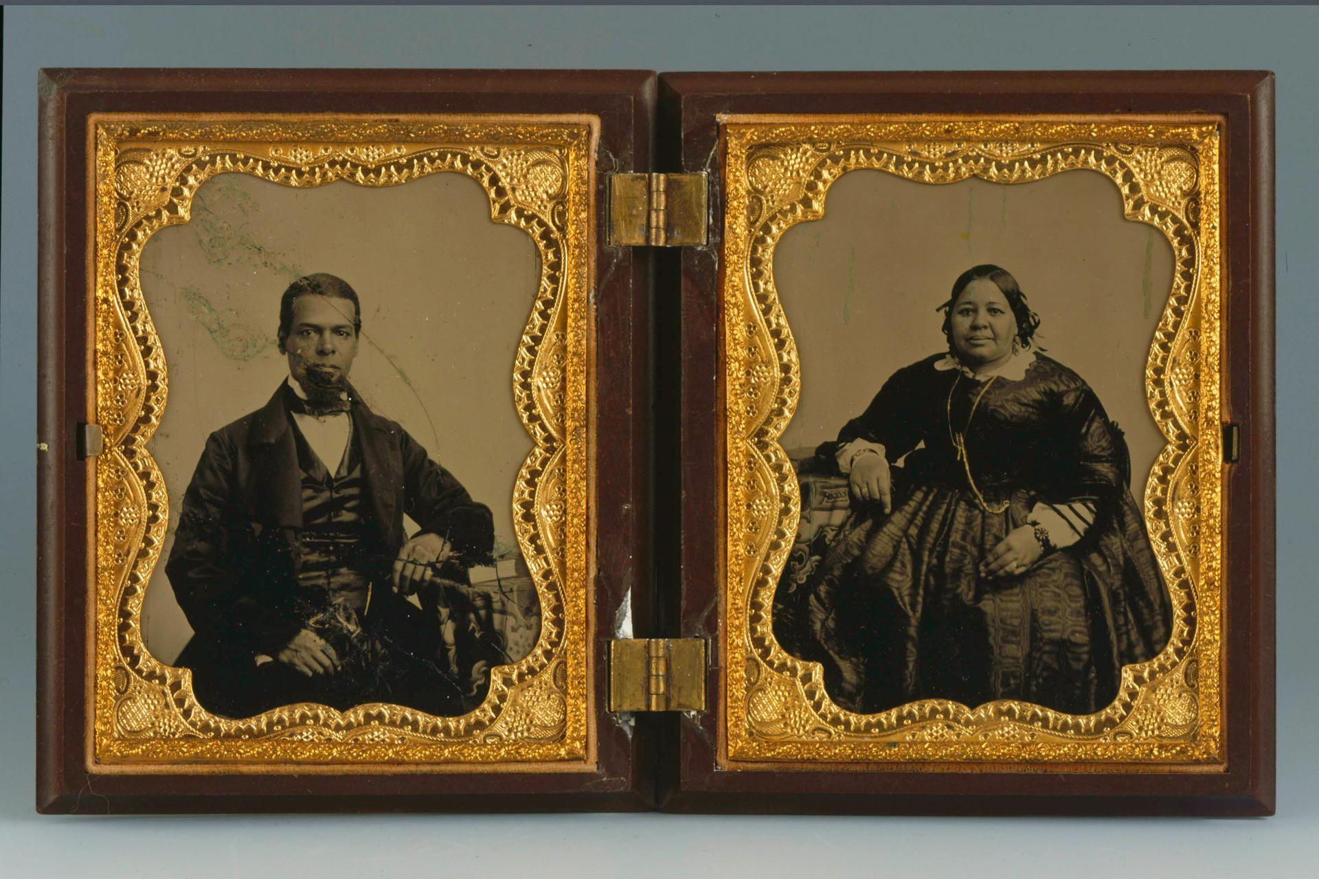 Double ambrotype portrait of Albro Lyons Sr. and Mary Joseph Lyons, 1860. Schomburg Center for Research in Black Culture, NYPL